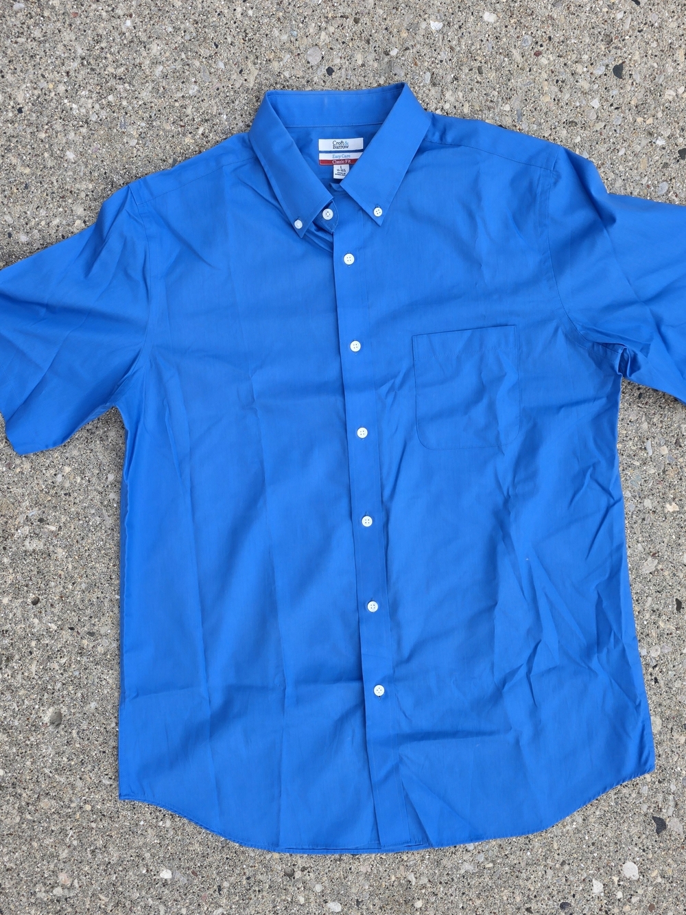 Croft & Barrow Blue Classic Fit Short Sleeve Button Down Shirt Large